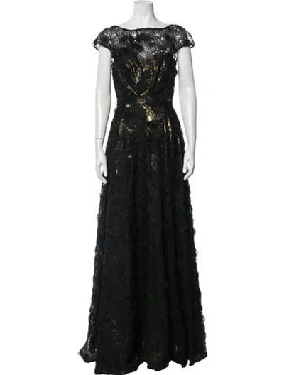 Pre-owned Naeem Khan Lace Pattern Long Dress W/ Tags In Black