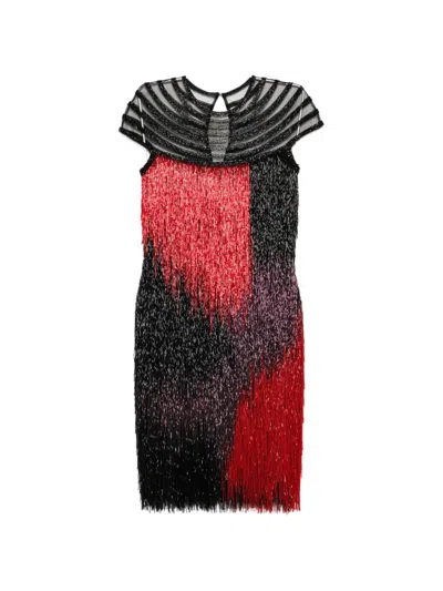 Naeem Khan Layered Fringe Dress In Multi