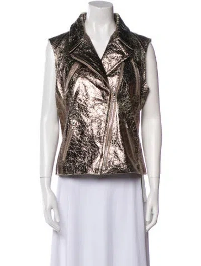 Pre-owned Naeem Khan Leather Printed Vest In Multi