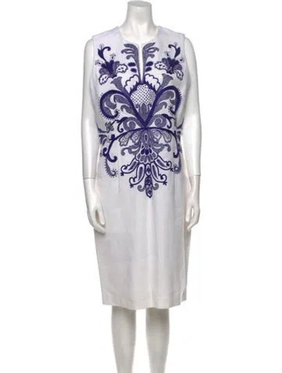 Pre-owned Naeem Khan Linen Midi Length Dress In Neutral