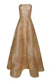 Naeem Khan Metallic Raffia Gown In Gold