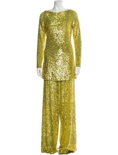 Pre-owned Naeem Khan Nylon Dress Set W/ Tags In Yellow