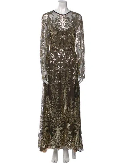 Pre-owned Naeem Khan Nylon Long Dress In Gold