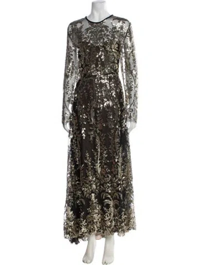 Pre-owned Naeem Khan Nylon Long Dress In Gold