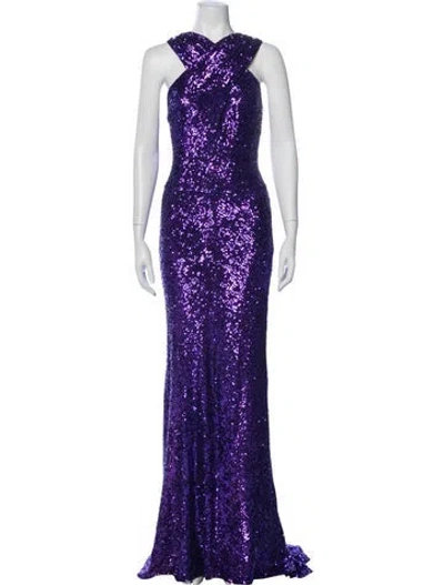 Pre-owned Naeem Khan Nylon Long Dress In Purple