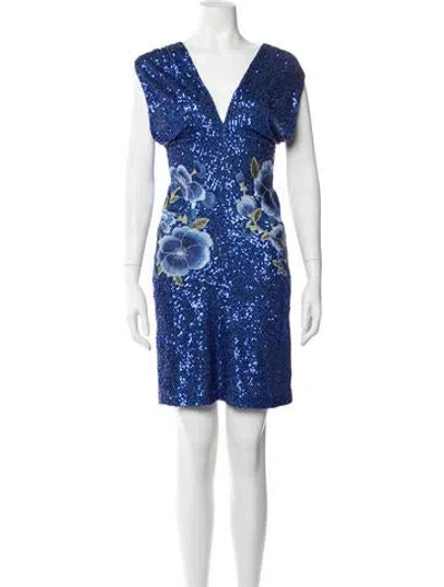 Pre-owned Naeem Khan Nylon Mini Dress In Blue
