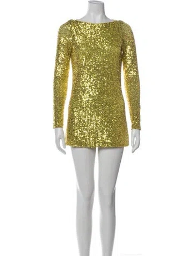 Pre-owned Naeem Khan Nylon Mini Dress In Yellow