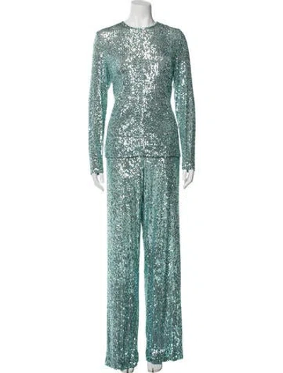 Pre-owned Naeem Khan Nylon Sequin Embellishments Pant Set In Multi