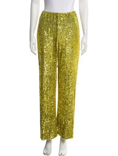 Pre-owned Naeem Khan Nylon Wide Leg Pants In Yellow