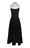 Naeem Khan Ombre Beaded Neckline Midi Dress In Black