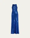 Naeem Khan Sleeveless Sequin Gown In Cobalt
