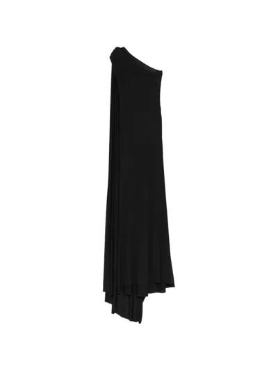 Naeem Khan One-shoulder Cape-detail Gown In Black