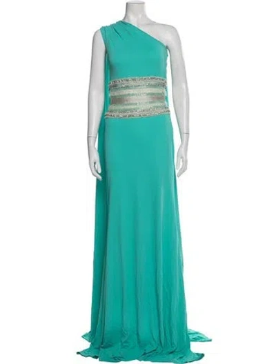 Pre-owned Naeem Khan One-shoulder Long Dress In Blue