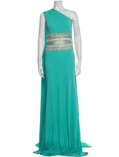 Pre-owned Naeem Khan One-shoulder Long Dress In Blue