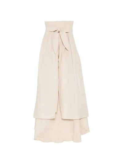 Naeem Khan Overskirt Silk Trousers In Neutral