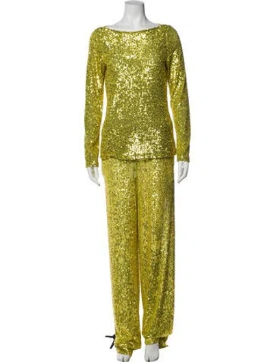 Pre-owned Naeem Khan Pant Set W/ Tags In Yellow