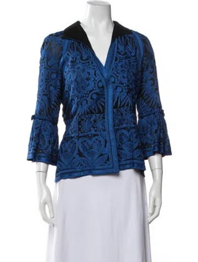 Pre-owned Naeem Khan Patterned Evening Jacket In Blue