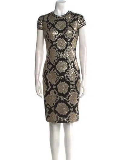 Pre-owned Naeem Khan Patterned Knee-length Dress In Black