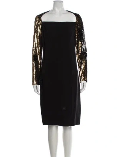 Pre-owned Naeem Khan Patterned Knee-length Dress In Black