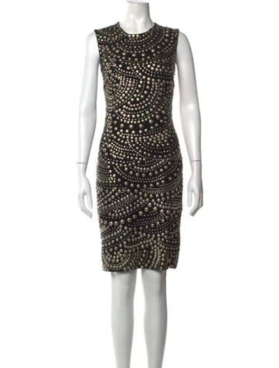 Pre-owned Naeem Khan Patterned Knee-length Dress In Black