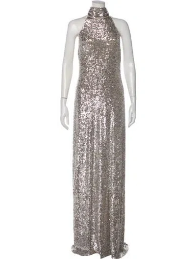 Pre-owned Naeem Khan Patterned Long Dress In Silver