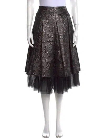 Pre-owned Naeem Khan Patterned Midi Length Skirt In Black