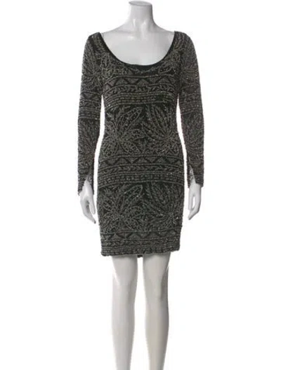 Pre-owned Naeem Khan Patterned Mini Dress In Black