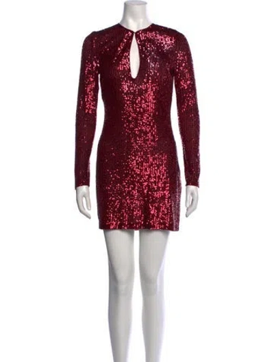 Pre-owned Naeem Khan Patterned Mini Dress In Burgundy