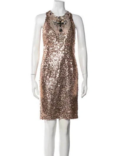 Pre-owned Naeem Khan Patterned Mini Dress In Neutrals
