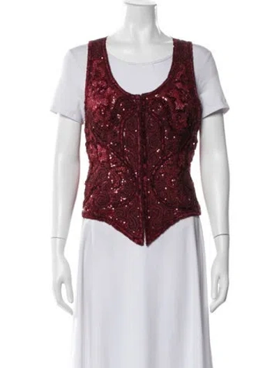 Pre-owned Naeem Khan Patterned Vest In Red