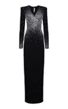 Naeem Khan Pearl-embellished Crepe Gown In Black