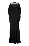 Naeem Khan Pearl-embellished Silk Caftan Gown In Black