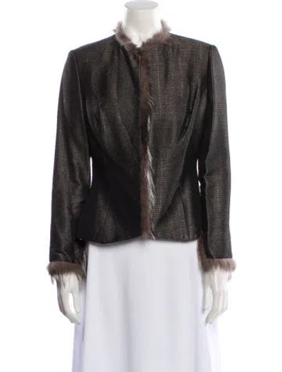 Pre-owned Naeem Khan Plaid Print Evening Jacket In Multi