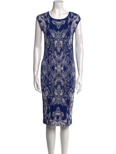 Pre-owned Naeem Khan Printed Knee-length Dress In Blue