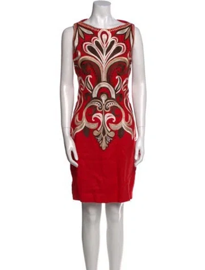 Pre-owned Naeem Khan Printed Knee-length Dress In Red
