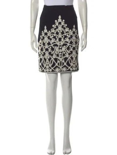 Pre-owned Naeem Khan Printed Knee-length Skirt In Black