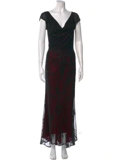 Pre-owned Naeem Khan Printed Long Dress In Black