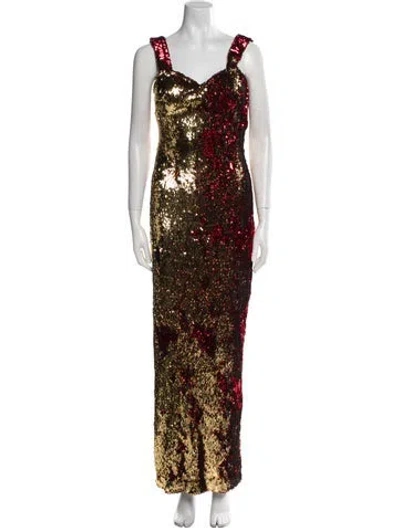 Pre-owned Naeem Khan Printed Long Dress In Multi