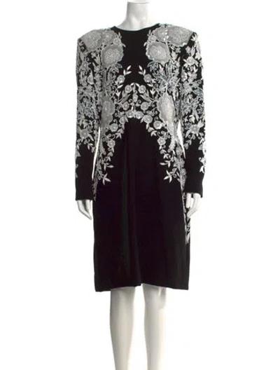 Pre-owned Naeem Khan Printed Midi Length Dress In Black