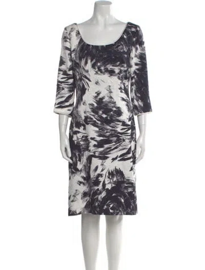 Pre-owned Naeem Khan Printed Midi Length Dress In Blue