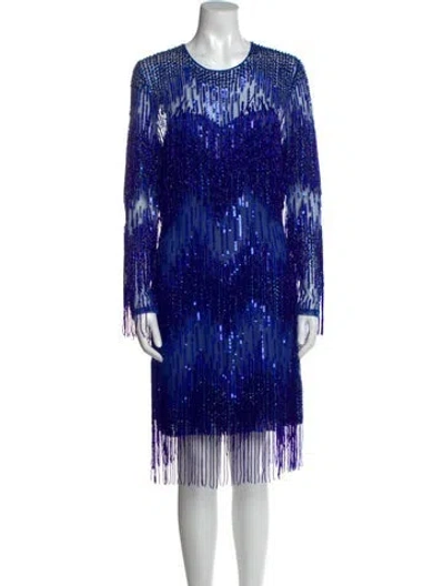 Pre-owned Naeem Khan Printed Mini Dress In Blue