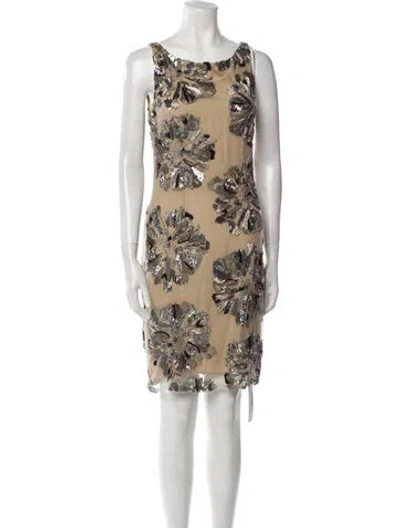 Pre-owned Naeem Khan Printed Mini Dress In Neutral