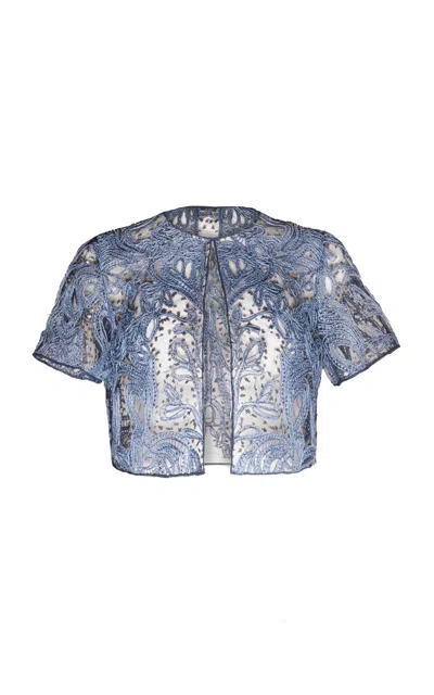 Naeem Khan Raffia Bolero In Blue