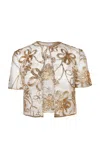 Naeem Khan Raffia Tulle-blend Bolero In Gold