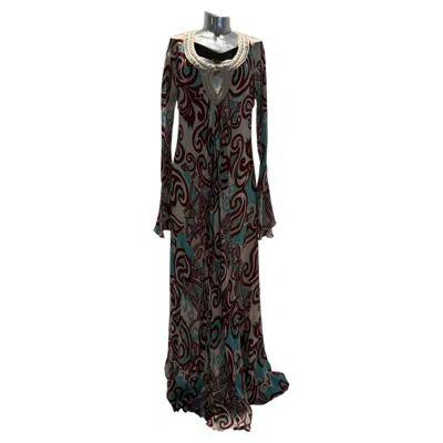 Pre-owned Naeem Khan Red And Blue Pattern Dress
