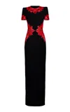 Naeem Khan Ribbon Embroidered Gown In Multi
