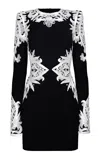 Naeem Khan Ribbon Embroidered Midi Dress In Black,white