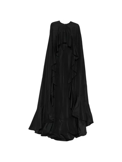 Naeem Khan Ruffled Silk Cape In Gray