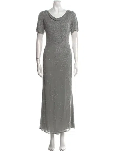 Pre-owned Naeem Khan Scoop Neck Long Dress In Gray