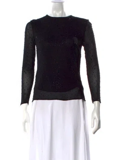 Pre-owned Naeem Khan Scoop Neck Long Sleeve Top In Black